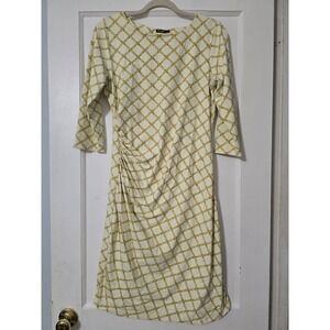 Women's J.McLaughlin Side Ruched Dress Gold Ivory Catalina Cloth Medium M